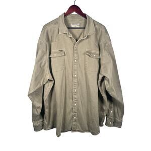 Poncho Outdoors Shirt Mens 3XL Faded Green Hidalgo Denim LS Pearl Snaps Western